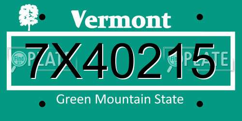 7X40215 Vermont License Plate