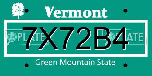 7X72B4 Vermont License Plate