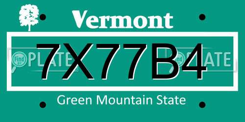 7X77B4 Vermont License Plate