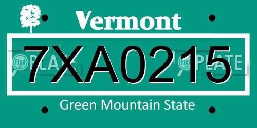 7XA0215 Vermont License Plate