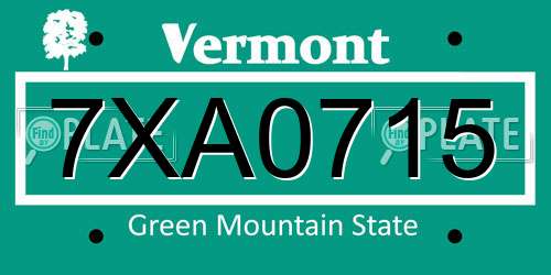 7XA0715 Vermont License Plate