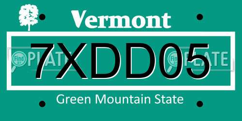 7XDD05 Vermont License Plate