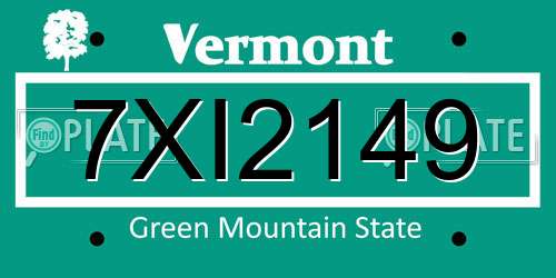 7XI2149 Vermont License Plate