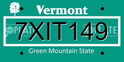 7XIT149 Vermont License Plate