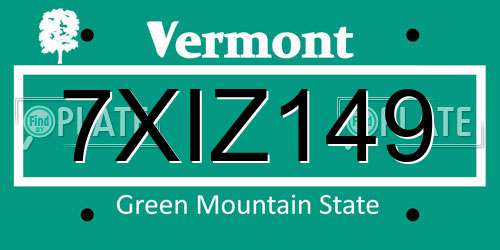 7XIZ149 Vermont License Plate