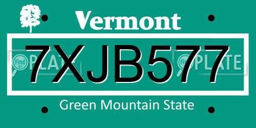 7XJB577 Vermont License Plate