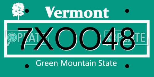 7XOO48 Vermont License Plate