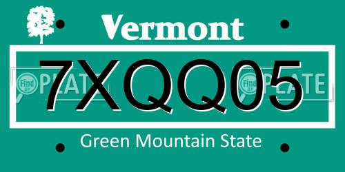 7XQQ05 Vermont License Plate