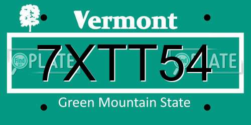 7XTT54 Vermont License Plate