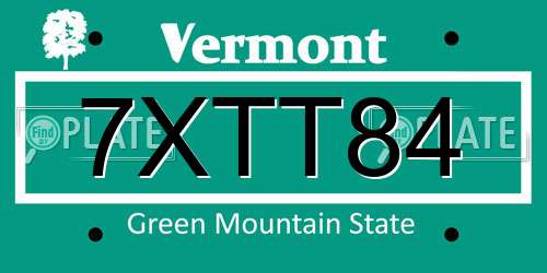 7XTT84 Vermont License Plate
