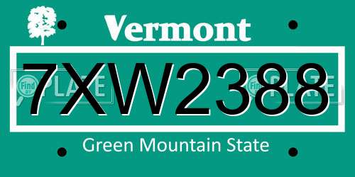 7XW2388 Vermont License Plate
