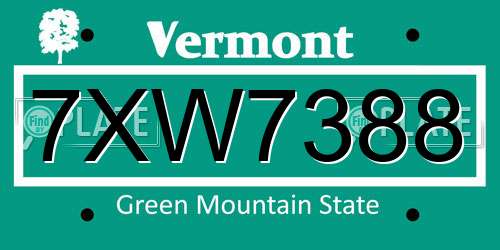 7XW7388 Vermont License Plate