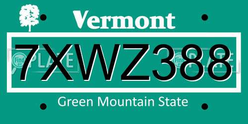 7XWZ388 Vermont License Plate