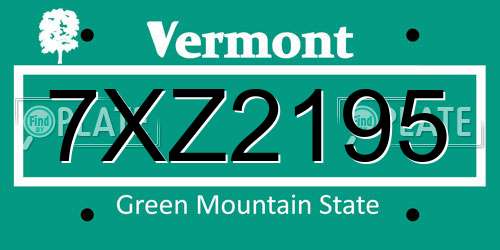7XZ2195 Vermont License Plate