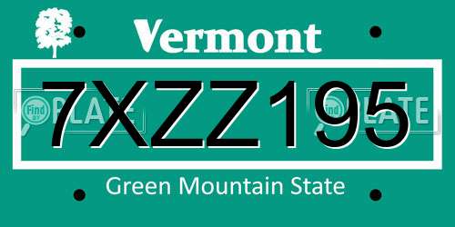 7XZZ195 Vermont License Plate