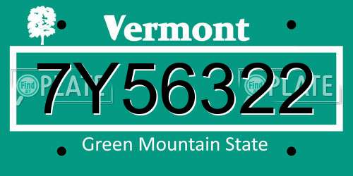 7Y56322 Vermont License Plate