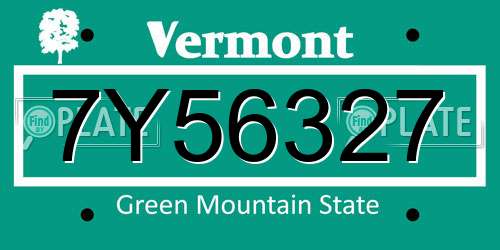 7Y56327 Vermont License Plate