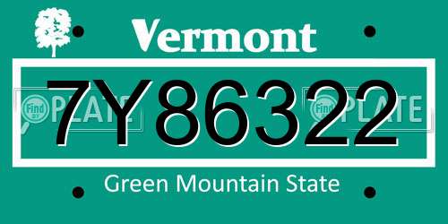7Y86322 Vermont License Plate