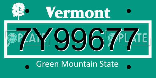 7Y99677 Vermont License Plate