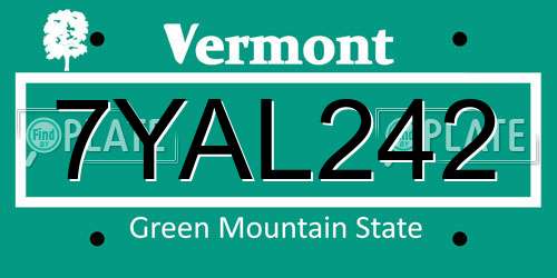 7YAL242 Vermont License Plate
