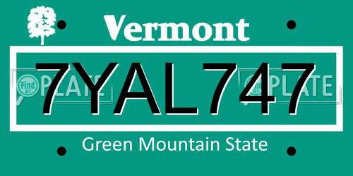 7YAL747 Vermont License Plate