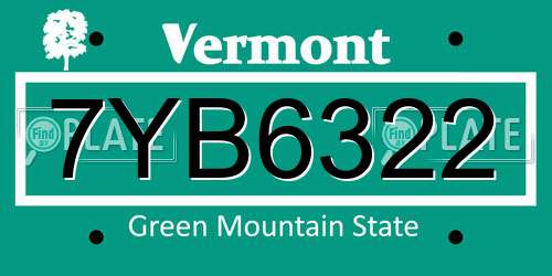 7YB6322 Vermont License Plate