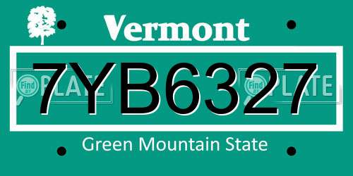 7YB6327 Vermont License Plate