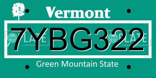7YBG322 Vermont License Plate