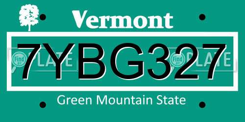 7YBG327 Vermont License Plate