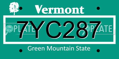 7YC287 Vermont License Plate