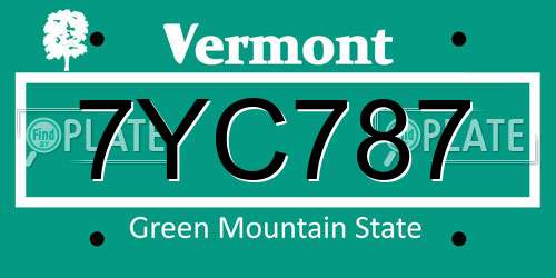 7YC787 Vermont License Plate