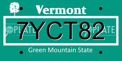 7YCT82 Vermont License Plate
