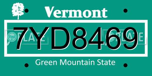 7YD8469 Vermont License Plate