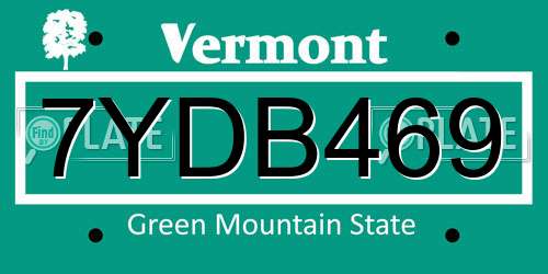 7YDB469 Vermont License Plate