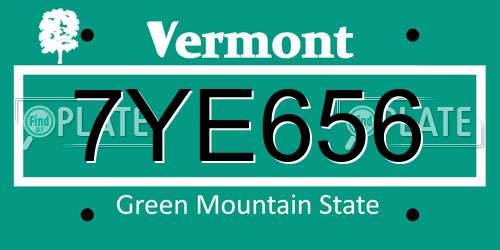 7YE656 Vermont License Plate