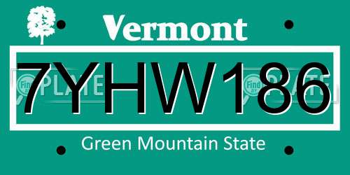 7YHW186 Vermont License Plate