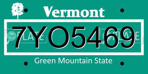 7YO5469 Vermont License Plate