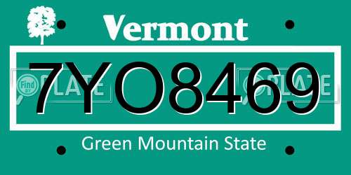 7YO8469 Vermont License Plate