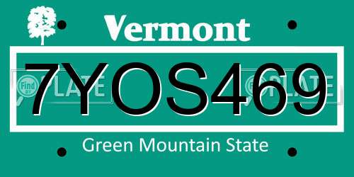 7YOS469 Vermont License Plate