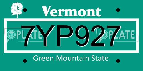 7YP927 Vermont License Plate