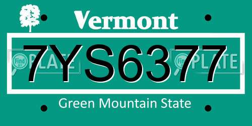7YS6377 Vermont License Plate