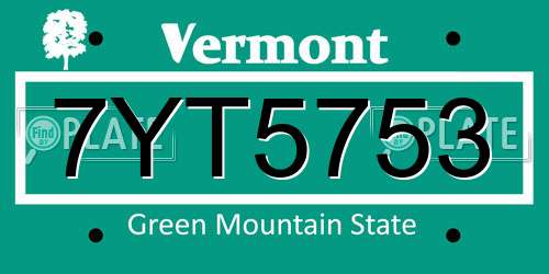 7YT5753 Vermont License Plate