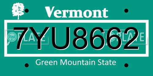 7YU8662 Vermont License Plate
