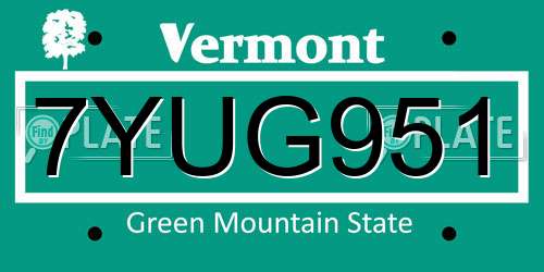 7YUG951 Vermont License Plate