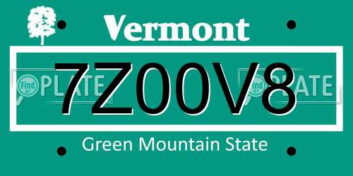 7Z00V8 Vermont License Plate