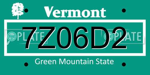 7Z06D2 Vermont License Plate