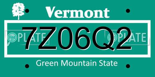 7Z06Q2 Vermont License Plate