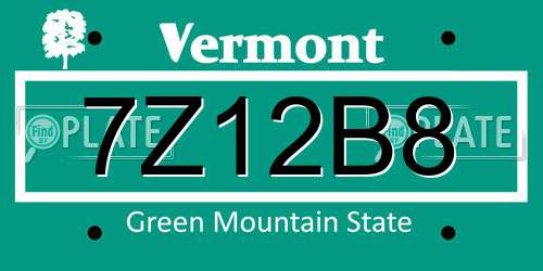 7Z12B8 Vermont License Plate