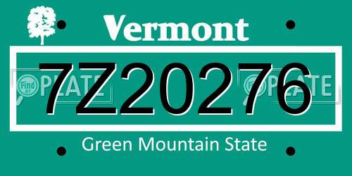 7Z20276 Vermont License Plate