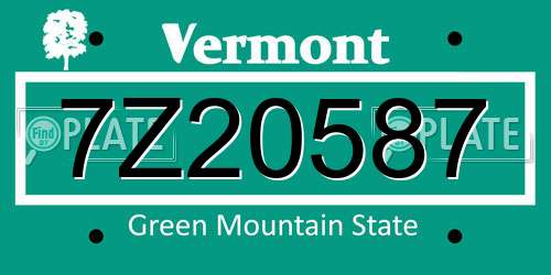 7Z20587 Vermont License Plate